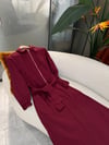 Keten Elbise Bordo  36-42 