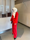 Kırmızı Ceket Gömlek  Düğmeli Takım 