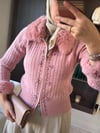 Kürk Yaka  İthal Hırka Pembe