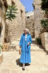Mavi Pamuk Keten Gömlek Etek ikili takım