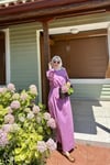 Pembe Keten Çiçek Elbise