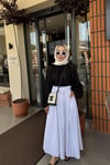 Poplin Bel Büzgülü Etek Beyaz