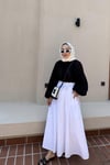 Poplin Bel Büzgülü Etek Beyaz