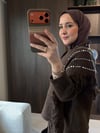 Şal Detaylı İşlemeli Üçlü Takım  Kahverengi