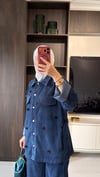 Taş İşlemeli Takım  Lacivert