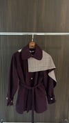 Yakalı Ekose Detaylı Trenç  Bordo