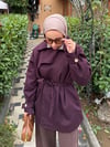 Yakalı Ekose Detaylı Trenç  Bordo