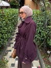 Yakalı Ekose Detaylı Trenç  Bordo