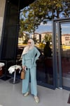 Yandan Bağlmalı Gömlek Pantolon Takım Yeşil