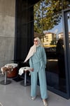 Yandan Bağlmalı Gömlek Pantolon Takım Yeşil