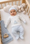 BAVULLU ARABA NAKIŞLI YENİDOĞAN ERKEK BEBEK 5'Lİ ZIBIN SET