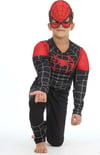 Kaslı Siyah Spiderman Kostümü + Göz Maske 