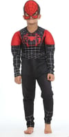 Kaslı Siyah Spiderman Kostümü + Göz Maske 