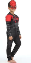 Kaslı Siyah Spiderman Kostümü + Göz Maske 