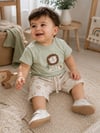 LİTTE KİNG ASLAN NAKIŞLI ERKEK BEBEK ŞORTLU TAKIM