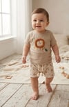 LİTTE KİNG ASLAN NAKIŞLI ERKEK BEBEK ŞORTLU TAKIM 