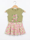 TULİP GARDEN ÇİÇEK DESENLİ KIZ BEBEK ETEKLİ TAKIM 