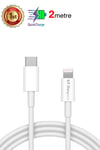 Apple iPhone Uyumlu Şarj Kablosu USB-C to Lighting (2m) Beyaz - ShinyTECH