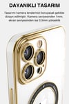 Apple iPhone Uyumlu Şeffaf Buzlu Gold Magsafe Kılıf Pembe - ShinyTECH