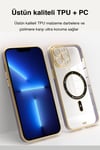 Apple iPhone Uyumlu Şeffaf Buzlu Gold Magsafe Kılıf Pembe - ShinyTECH