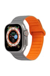 Apple Watch Uyumlu Ultra Manyetik Silikon Kordon Gri/Turuncu - ShinyTECH
