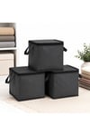 3’lü Set Mini Hurç Antrasit 25x25x25 cm Fermuarlı Çorap Kazak Havlu Saklama Hurcu