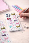 Mor Kelebek Parlak Işıltılı Taş Sticker Yapışkanlı Tırnak Saç Süs Dekor DIY Yılbaşı Hobi Süsleme Seti