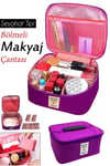 Seyahat Tipi Bölmeli Makyaj Kozmetik Çantası Organizer (Mor)