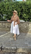 Bohem Müslin Kumaş Beyaz Midi Etek