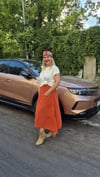 Bohem Müslin Kumaş Kiremit Midi Etek