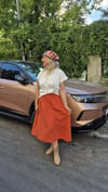 Bohem Müslin Kumaş Kiremit Midi Etek