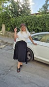 Bohem Müslin Kumaş Siyah Midi Etek
