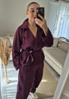 Kruvaze Saten Takım Mürdüm