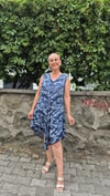 V Yaka Velevli Viskon Lacivert Elbise