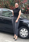 Yüksek Bel Toparlayıcı Ful Likralı Boru Paça Siyah Kumaş Pantolon