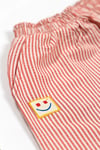 BeetleBeez-Happy Stripes Çizgili Dokuma Baggy Pantolon – Kırmızı