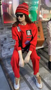 Settimo-lsk Kırmızı Bisiklet Yaka Etiket Baskılı Ekose Sweatshirt OversizeSweatshirtSWT1.K.101-KRM-SSETTİMO
