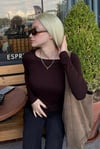 Acı Kahve Kayık Yaka Uzun Kollu Body SH322