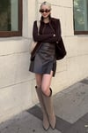 Acı Kahve Mini Boy Kadın Deri Etek SH335