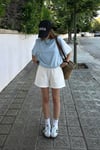 Bebe Mavisi Basic Kısa Kollu Kadın T-Shirt SH280