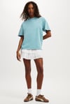 Bebe Mavisi Kısa Kollu Oversize Basic Kadın T-Shirt SH281
