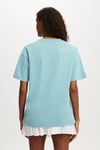 Bebe Mavisi Kısa Kollu Oversize Basic Kadın T-Shirt SH281