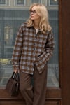 Bebe Mavisi Oversize Ekose Desenli Kadın Gömlek SH334
