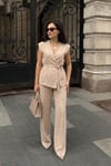 Bej Basic Yelek Pantolon Takım Sh241