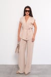 Bej Basic Yelek Pantolon Takım Sh241