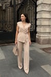 Bej Basic Yelek Pantolon Takım Sh241