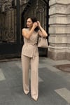 Bej Basic Yelek Pantolon Takım Sh241