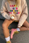 Bej Baskılı Kadın Sweatshirt SH328
