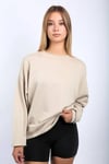 Bej Bisiklet Yaka Basic Sweatshirt SH111