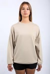 Bej Bisiklet Yaka Basic Sweatshirt SH111